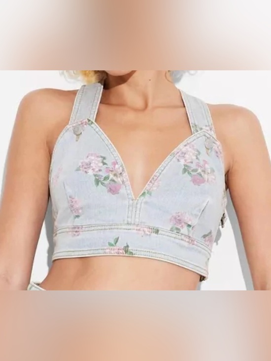 Target Tops - NWT Denim Floral Crop Top-Wild Fable sz L-SUMMER MUST HAVE!!